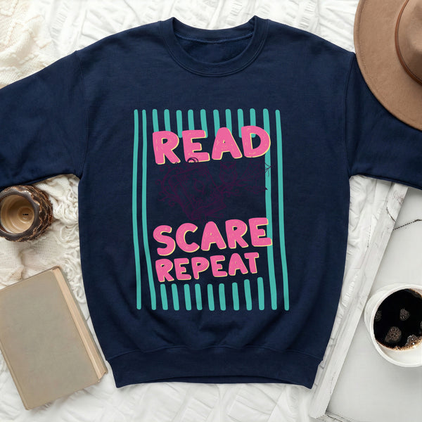 Read, Scare, Repeat Sweatshirt in Navy