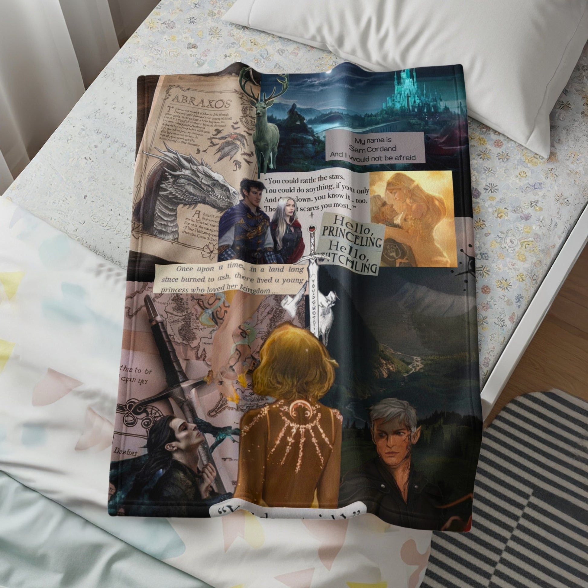 Collage of Fantasy Characters Scenic Blanket