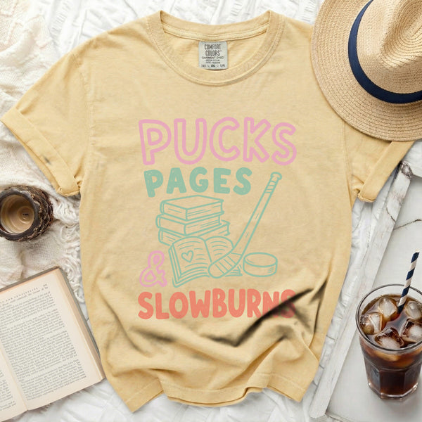 Pucks, Pages & Slow Burns Tee in Butter