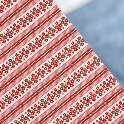 Red and Pink Floral Striped Design Patterned Product