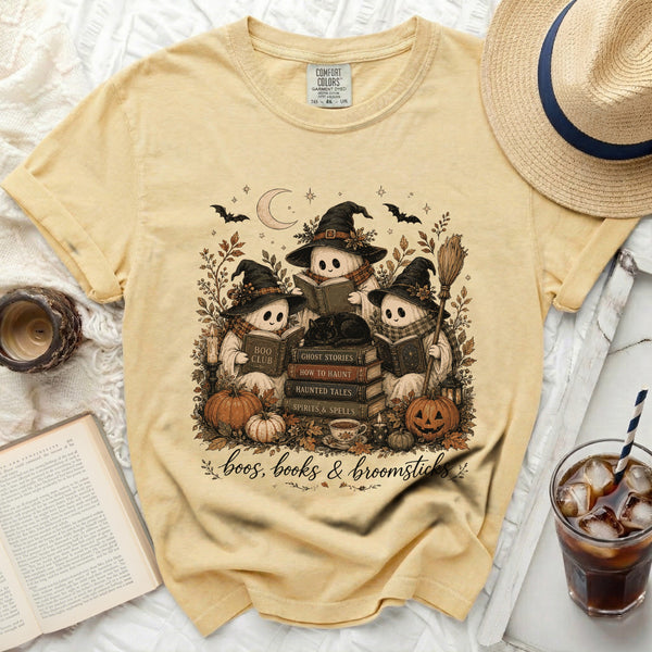 Boos & Books Tee in Butter