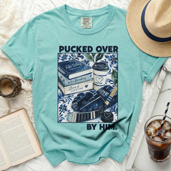 Pucked Over By Him Hockey Tee in Island Reef