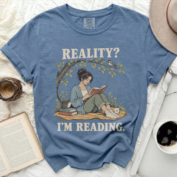 Cozy Reading Tee in Blue Jean