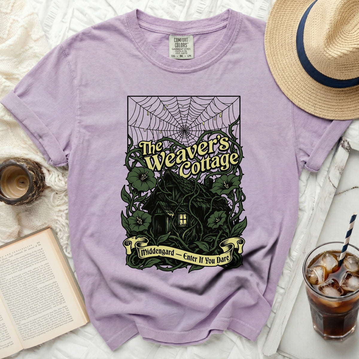 The Weaver's Cottage Middengard Enter If You Dare t-shirt