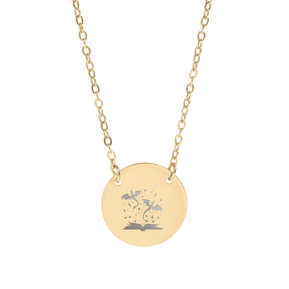 Magical Flying Dragons and Book Design Necklace