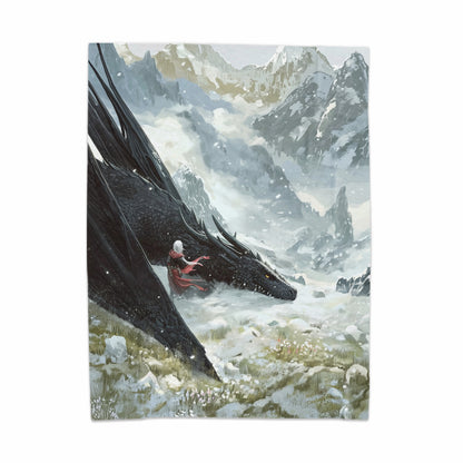 Winter Mountain Dragon Fantasy Print Tapestry