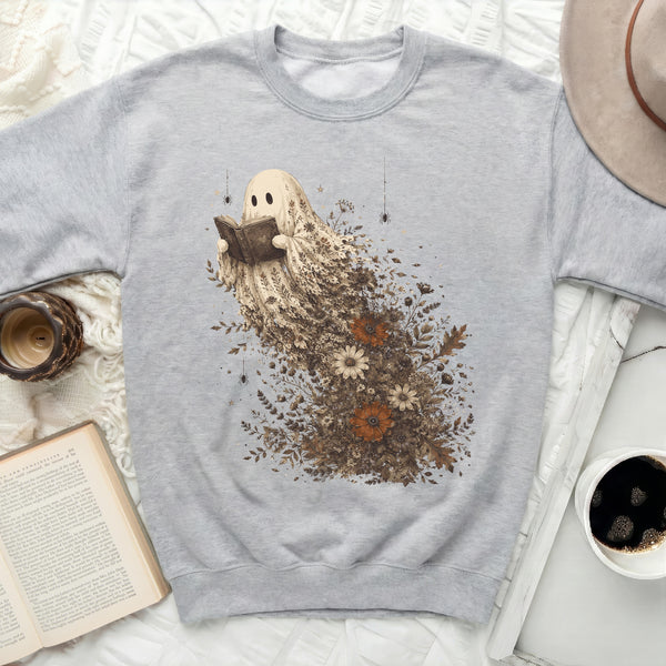 Spooky Blooms Ghost Sweatshirt in Sport Grey