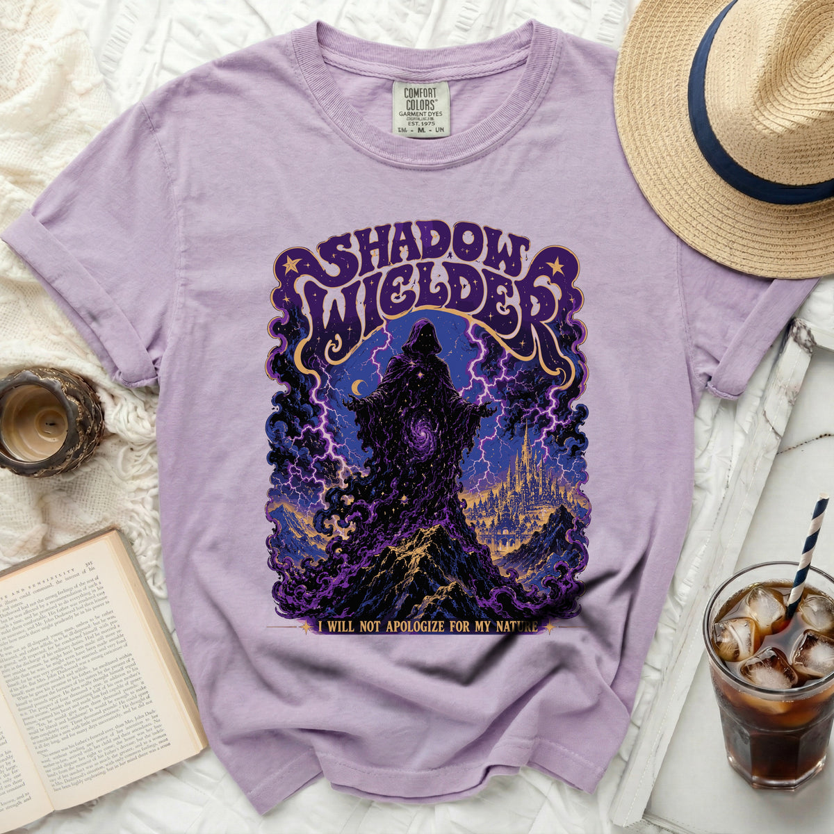 Purple t-shirt with "Shadow Welder" graphic and quote "I WILL NOT APOLOGIZE FOR MY NATURE".