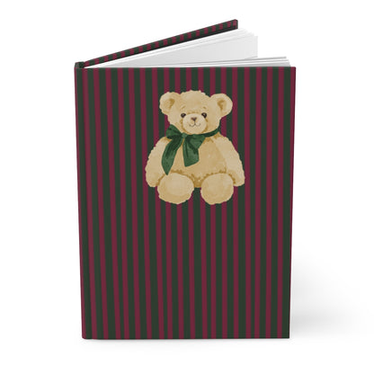 Striped Journal with Adorable Bear Cover Design