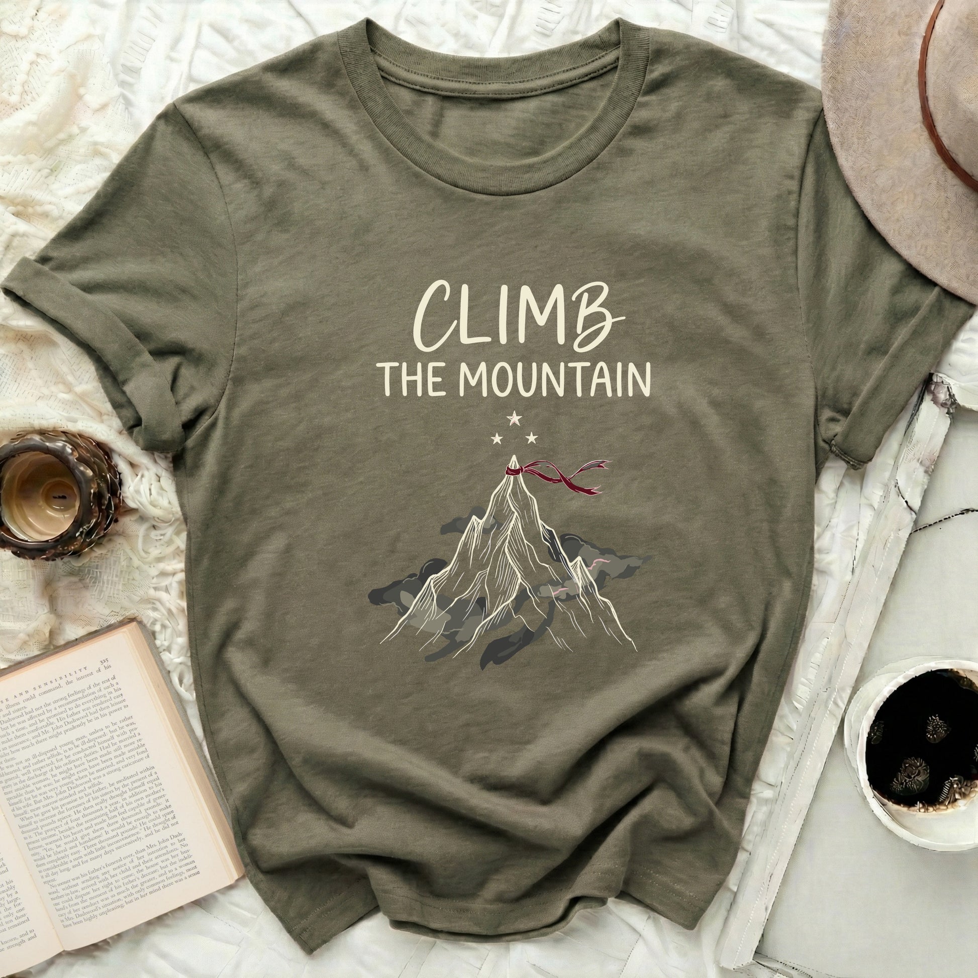CLIMB THE MOUNTAIN Graphic Adventure Design t-shirt product type
climb
mountain
adventure
outdoor
hiking
nature
peak
summit
stars
achievement
graphic tee
t-shirt
apparel
inspirational
exploration
landscape
wanderlust
journey
triumph
challenge