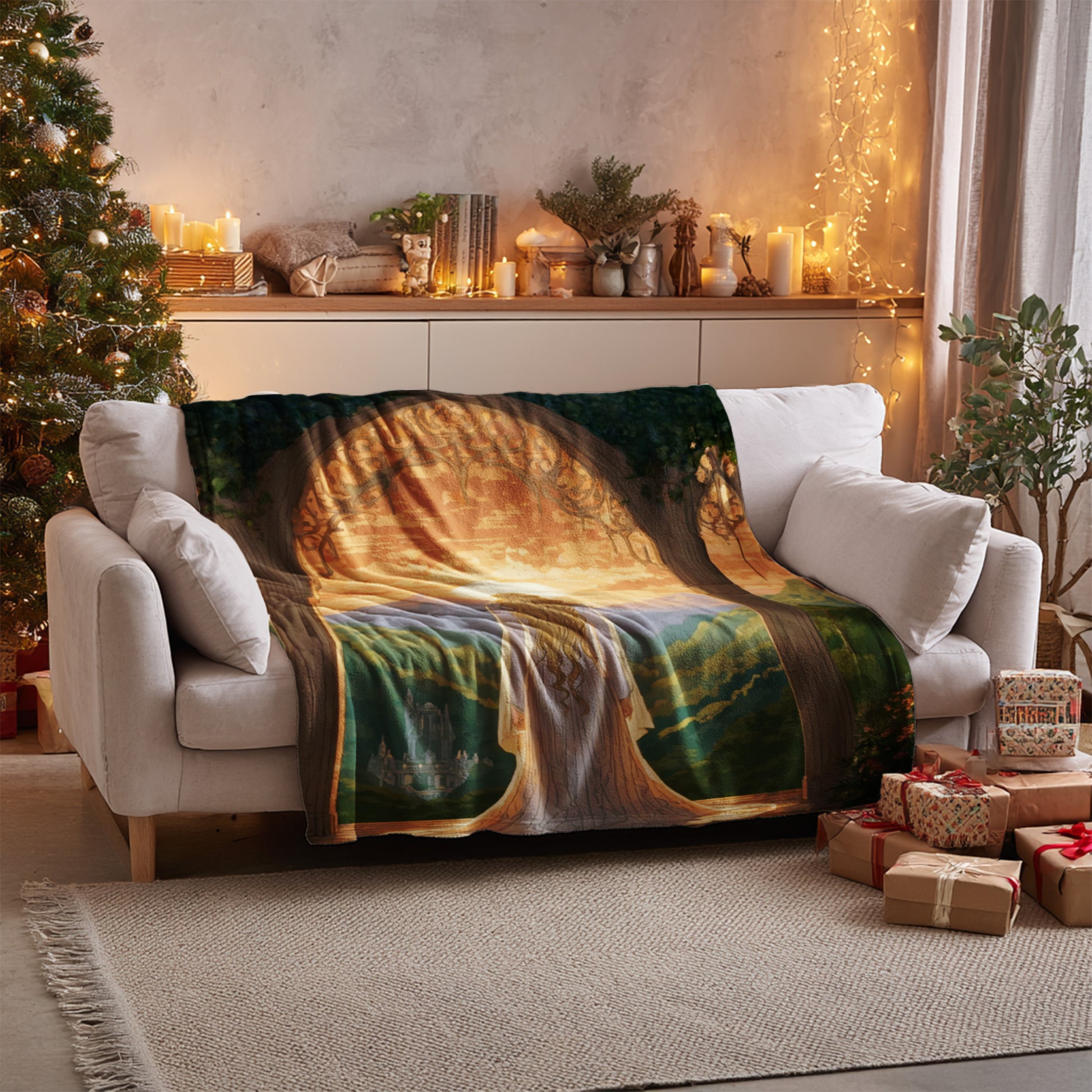 Magical Forest Scene Cozy Blanket for Home Decor