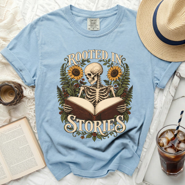Rooted In Stories Tee in Chambray