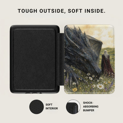 Black case with dragon art and text "TOUGH OUTSIDE, SOFT INSIDE."