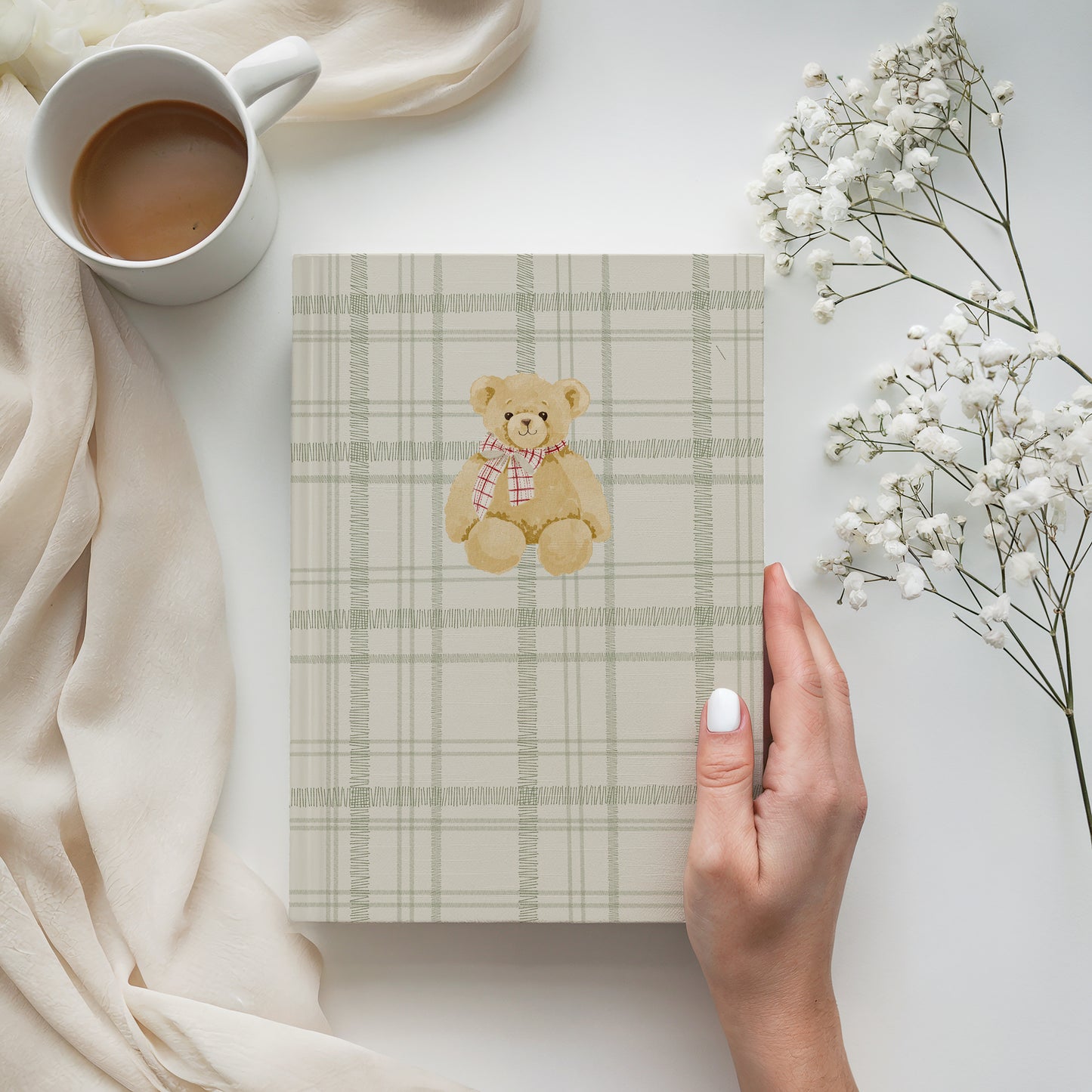 Cozy Bear Design Plaid Pattern Notebook Product