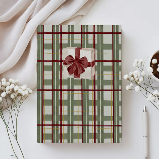 Stylish plaid gift notebook with floral accents notebook