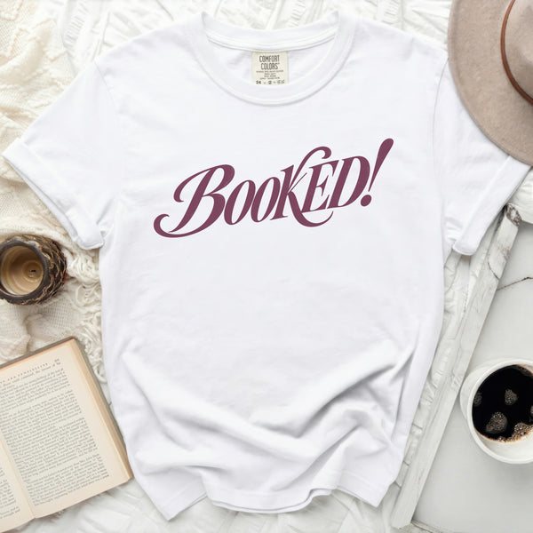 Booked Script Graphic Tee in White