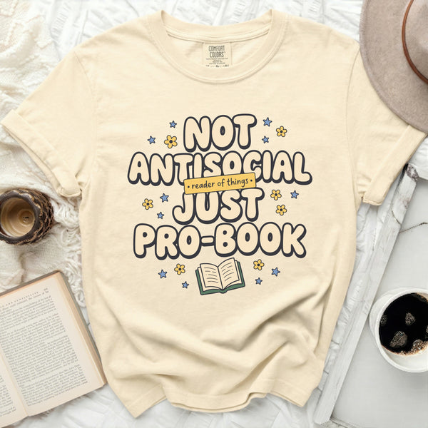 Not Antisocial Pro-Book Tee in Ivory