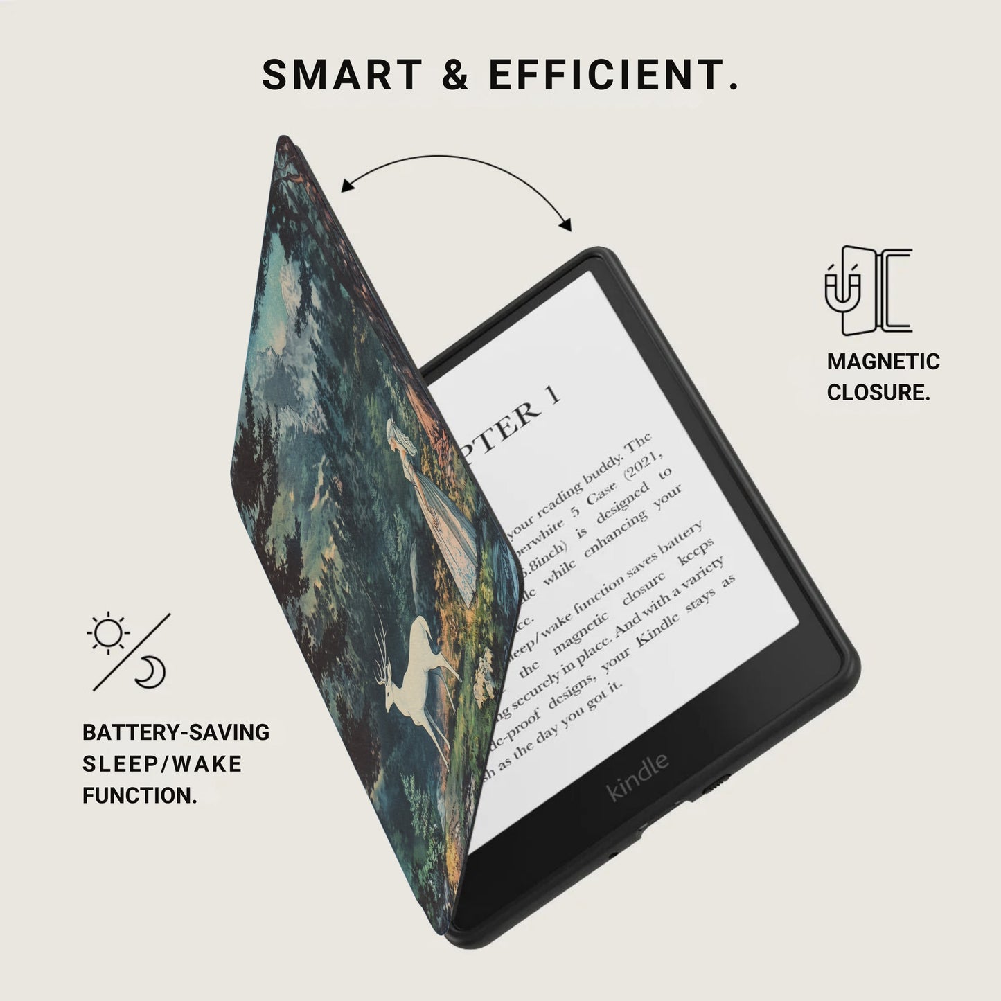 Magnetic Sleep/Wake Deer Woman Forest Kindle Case product type