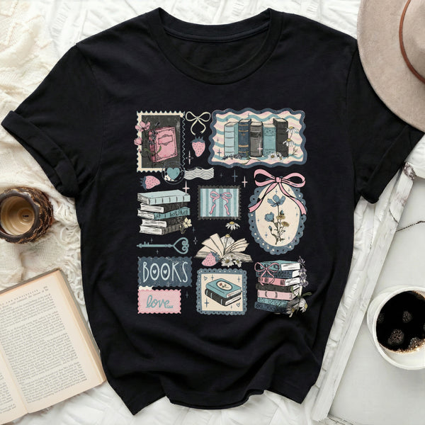 Whimsical Books Tee in Black
