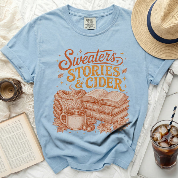 Sweaters, Stories & Cider Tee in Chambray