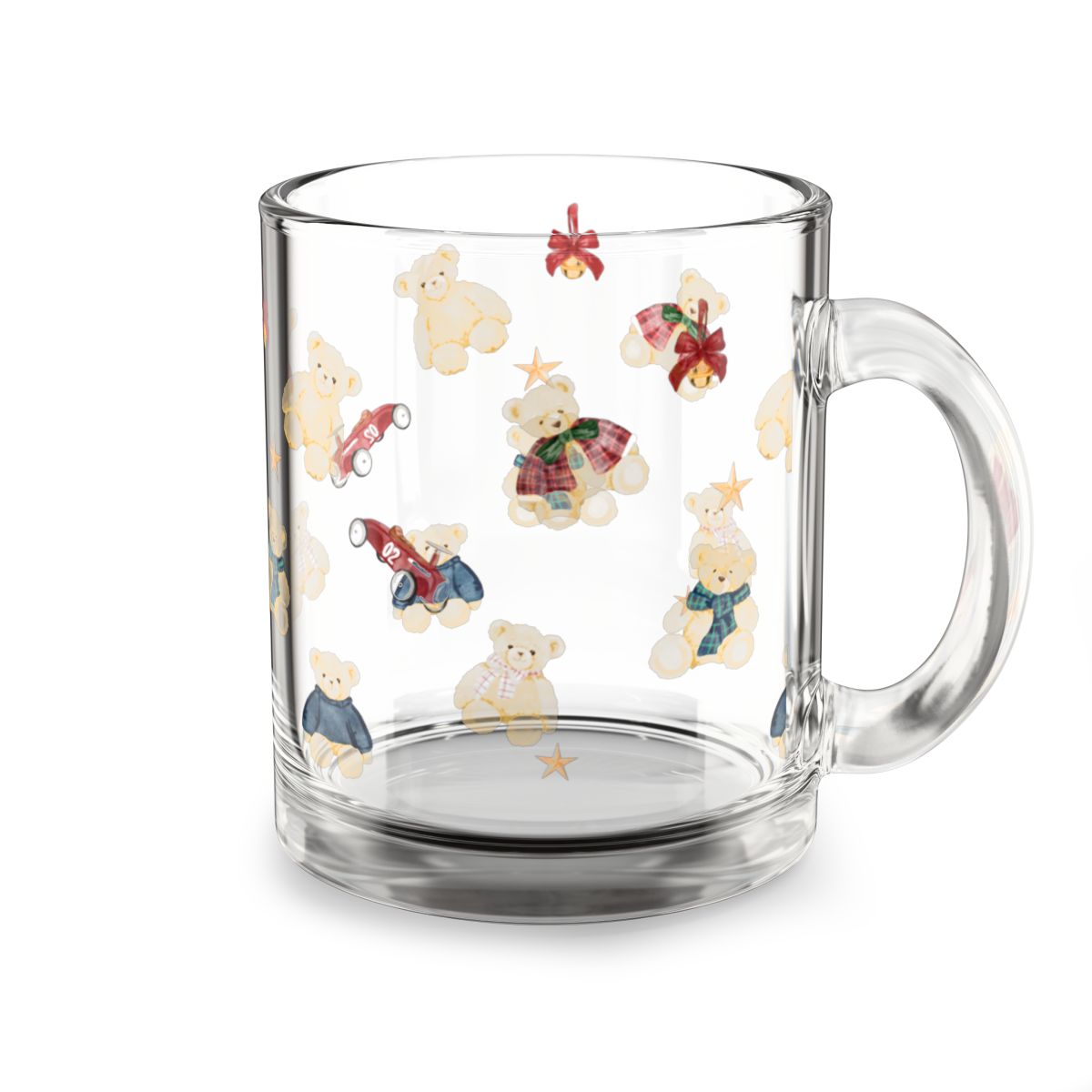 Teddy Bear Patterned Clear Glass Mug Product