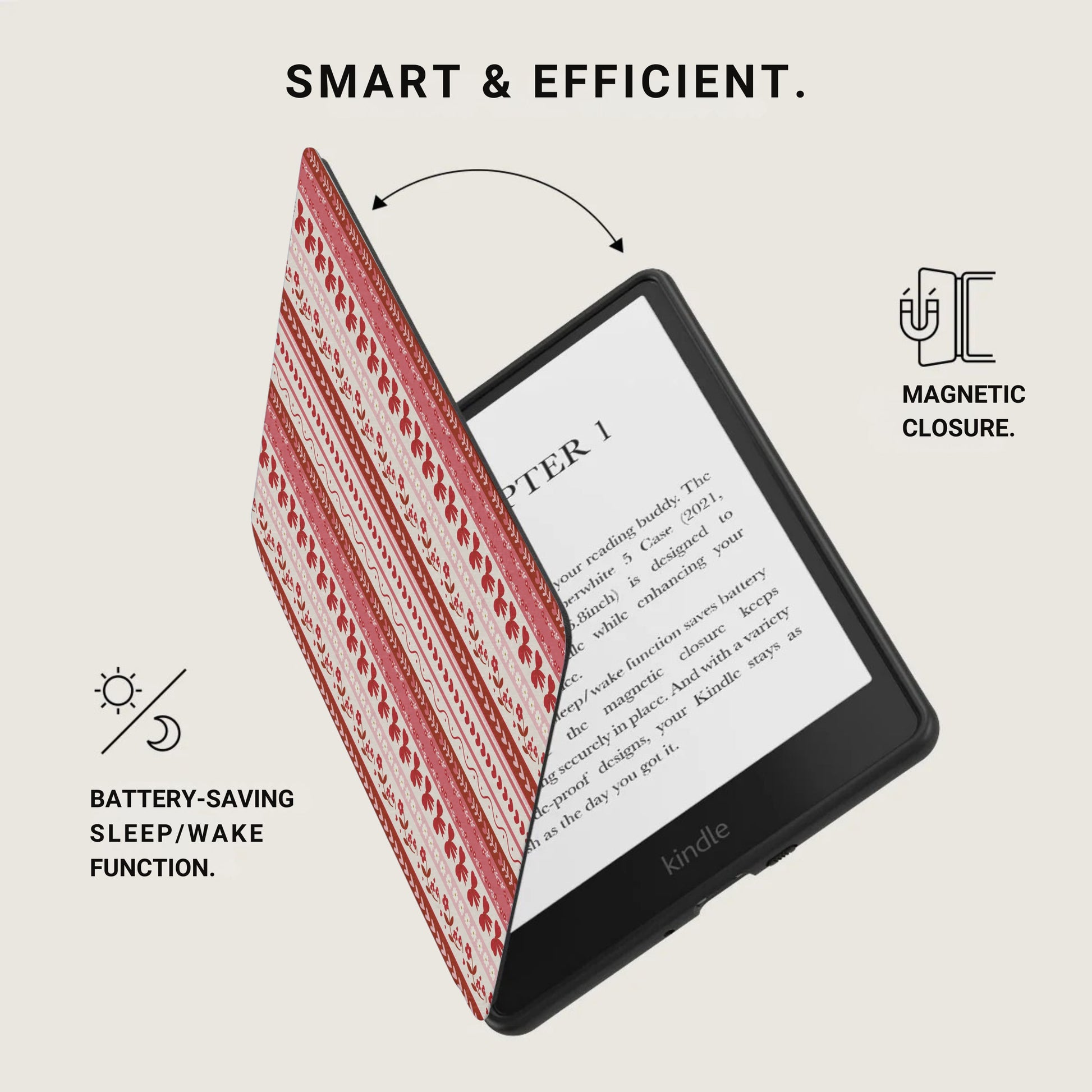 Smart and Efficient Magnetic Closure Kindle Case