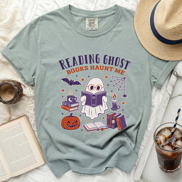 Reading Ghost Halloween Night Tee in Bay