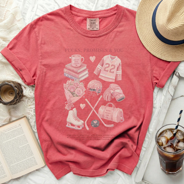 Pucks & Promises Love Story Tee in Watermelon