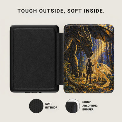 Black case with dragon art and text "TOUGH OUTSIDE, SOFT INSIDE."