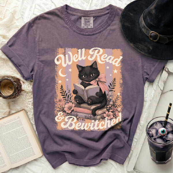 Well Read Cat Tee in Grape
