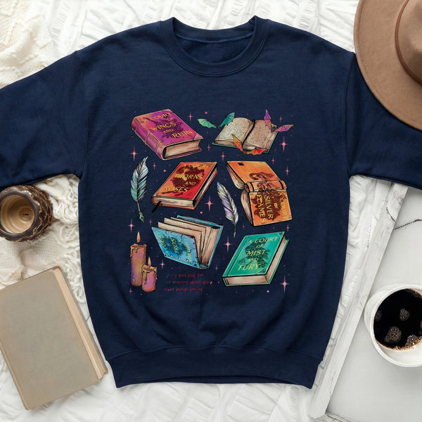 ACOTAR Book Stack Sweatshirt in Navy
