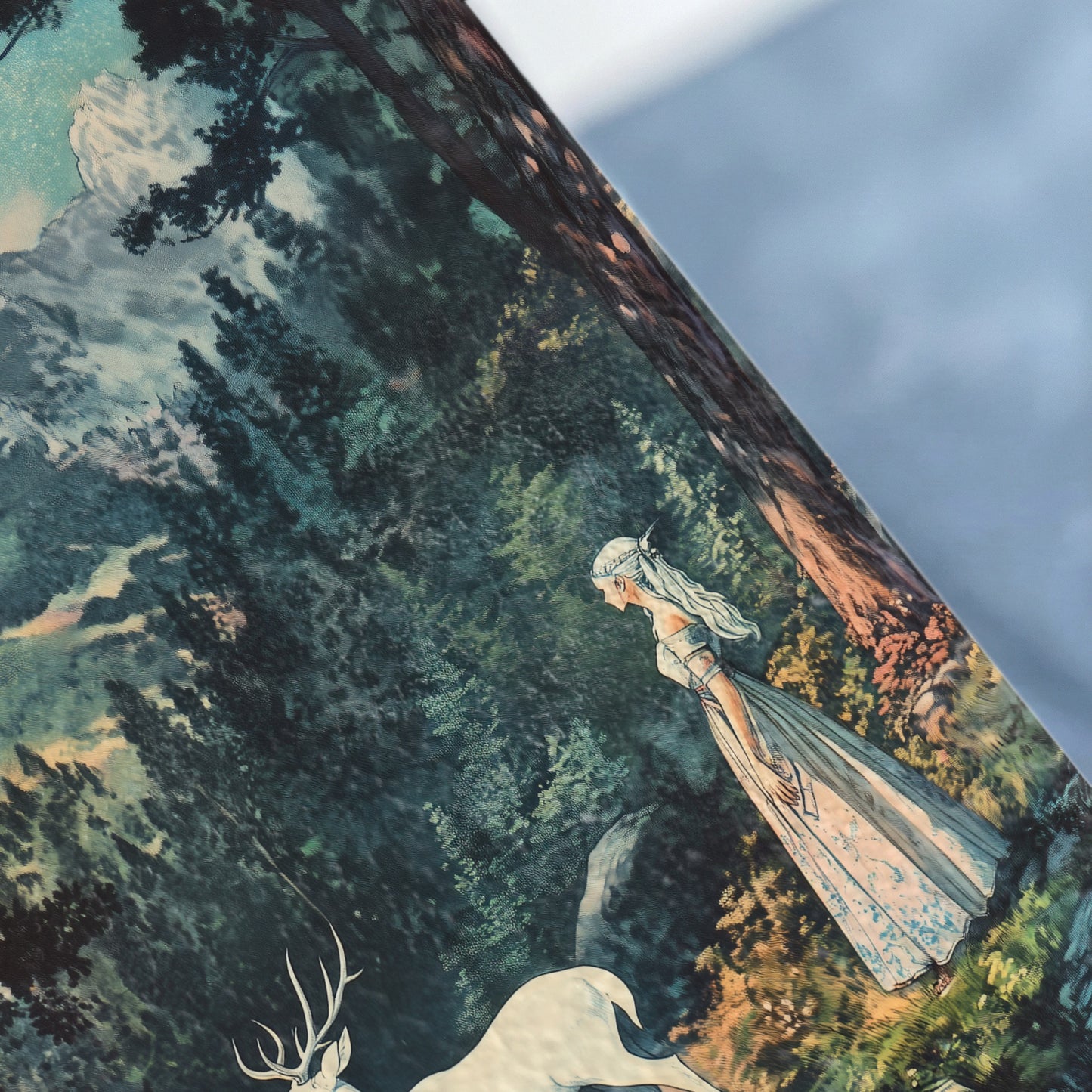 Fantasy Forest Scene Elven Maiden Majestic Stag Artwork product type