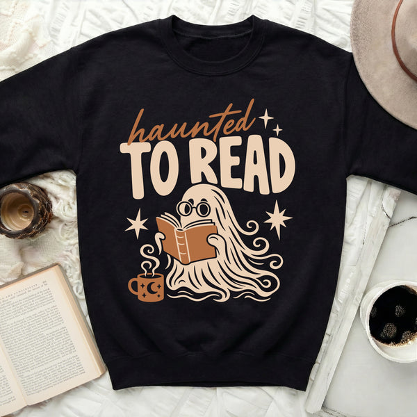 Haunted To Read Ghost Sweatshirt in Black