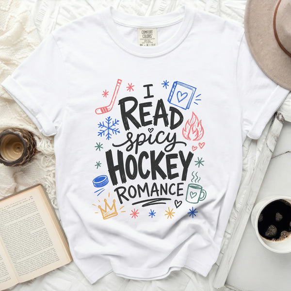 Spicy Hockey Romance Reader Tee in White