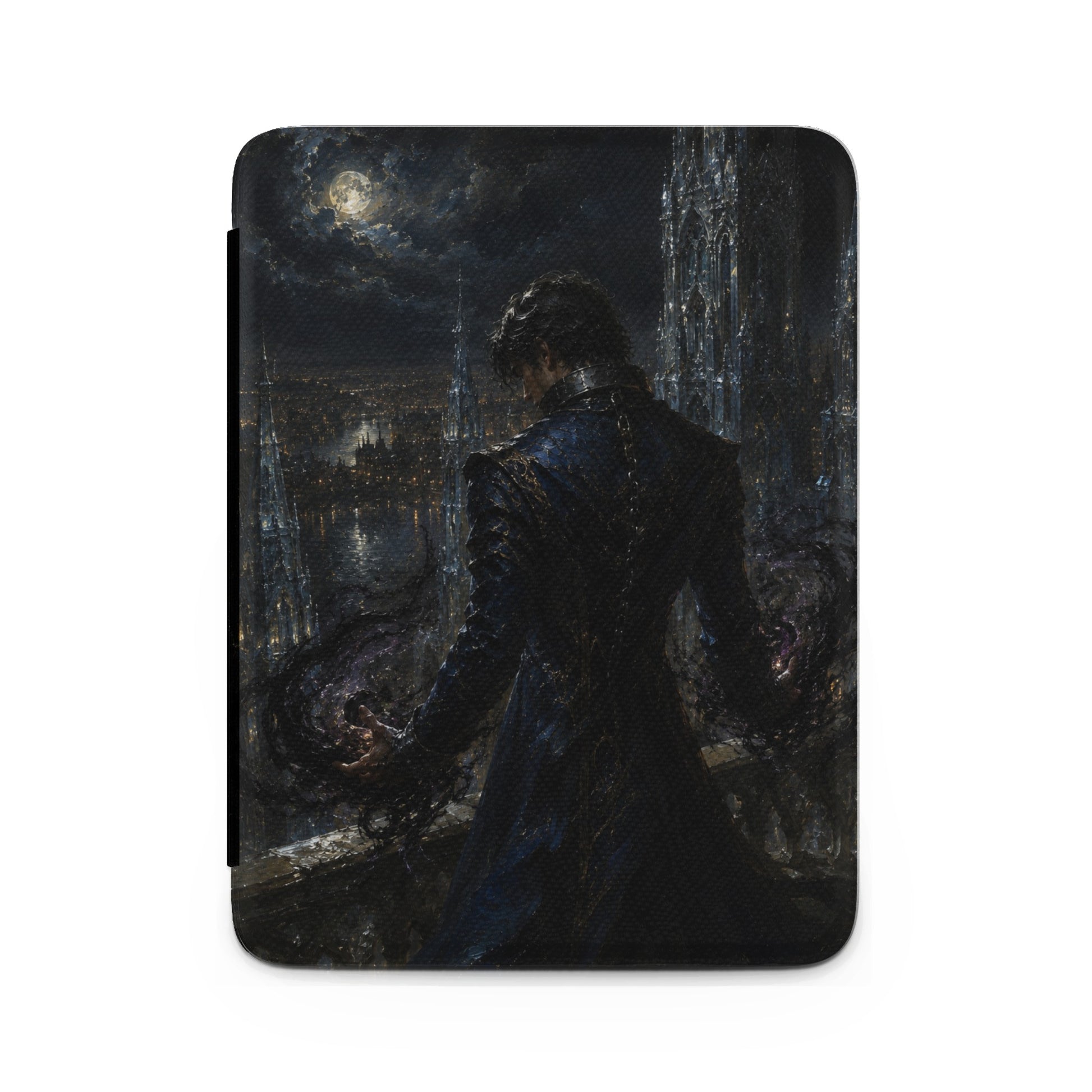 Dark fantasy artwork of a man in a trench coat with swirling dark magic.