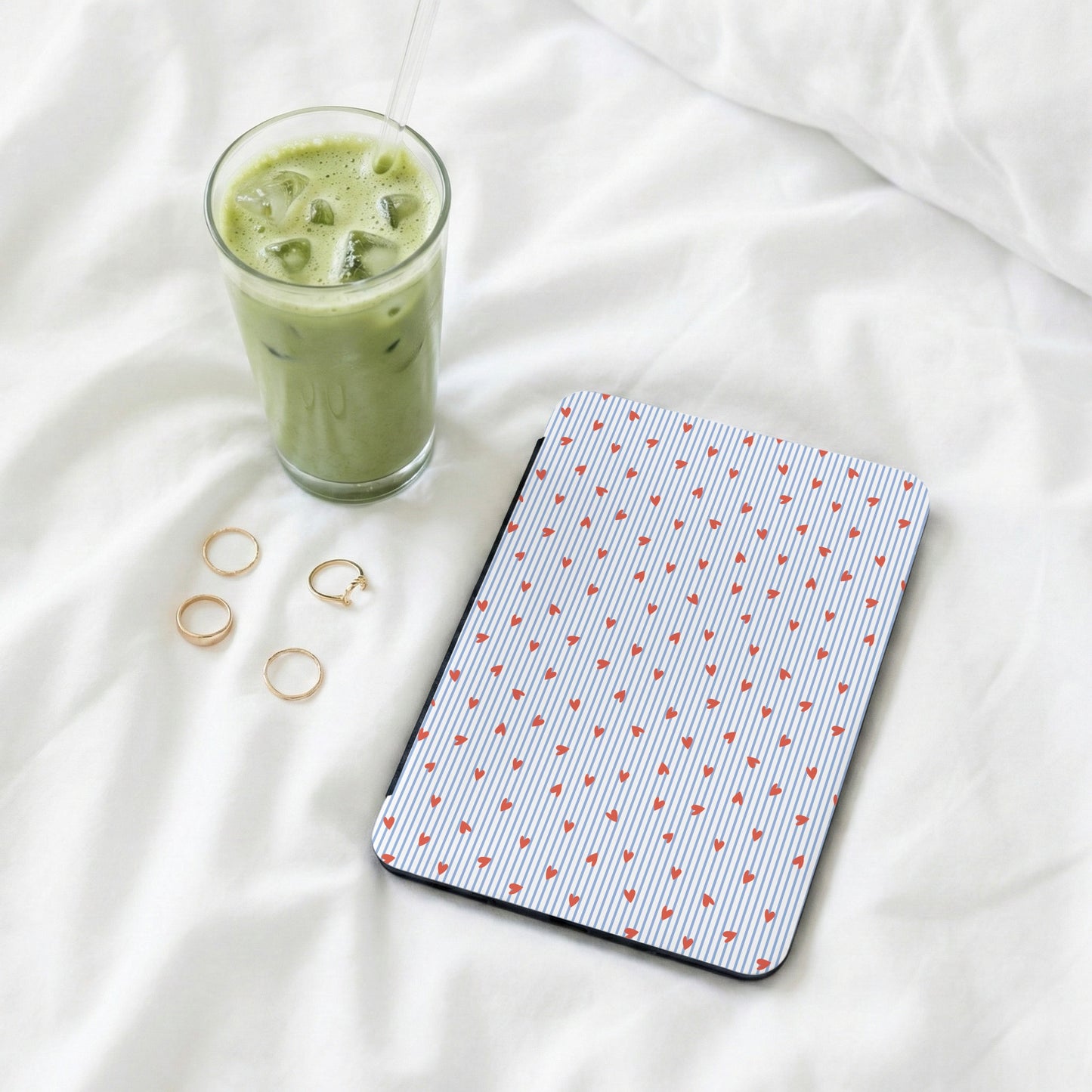 Heart Pattern Striped Design Tablet Cover Accessory Case