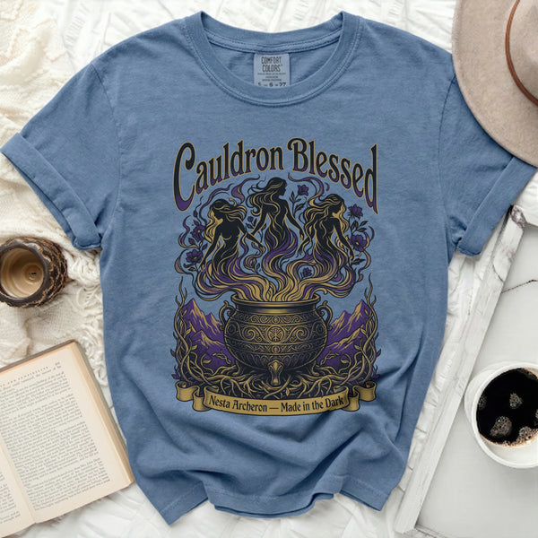 Cauldron Blessed Forged in Fire Tee in Blue Jean