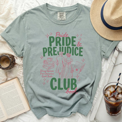 Comfort Colors Pride and Prejudice book club faded green t-shirt