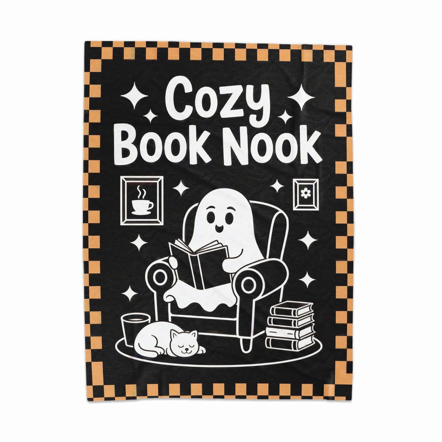 Cozy Book Nook Blanket Black and Orange