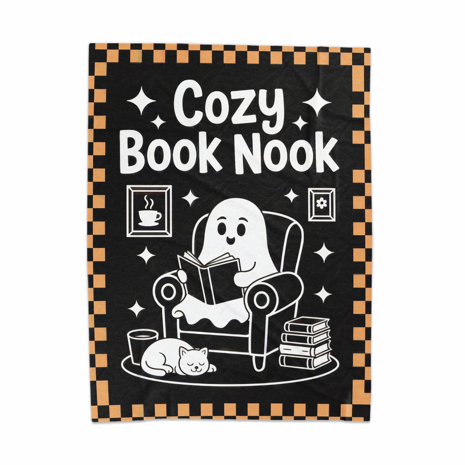 Cozy Book Nook Blanket Black and Orange