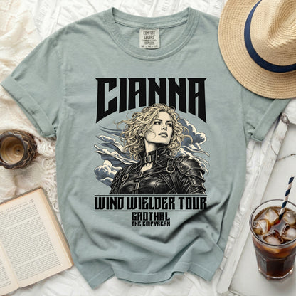 T-shirt with "CIANNA WIND WIELDER TOUR GAOTHAL THE EMPYREAN" text and artwork.