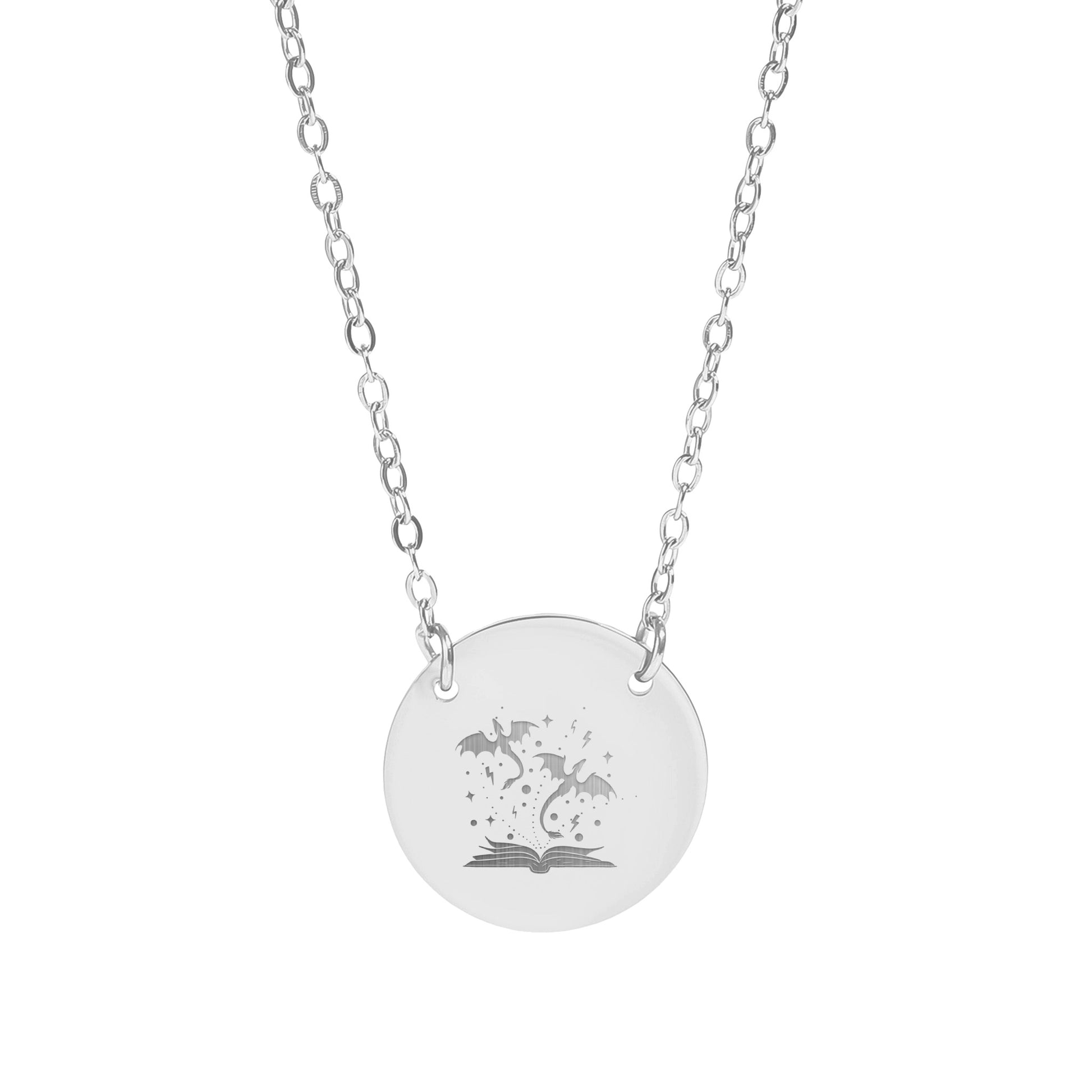 Magical Flying Dragon Engraved Medallion Necklace