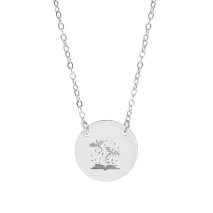 Magical Flying Dragon Engraved Medallion Necklace