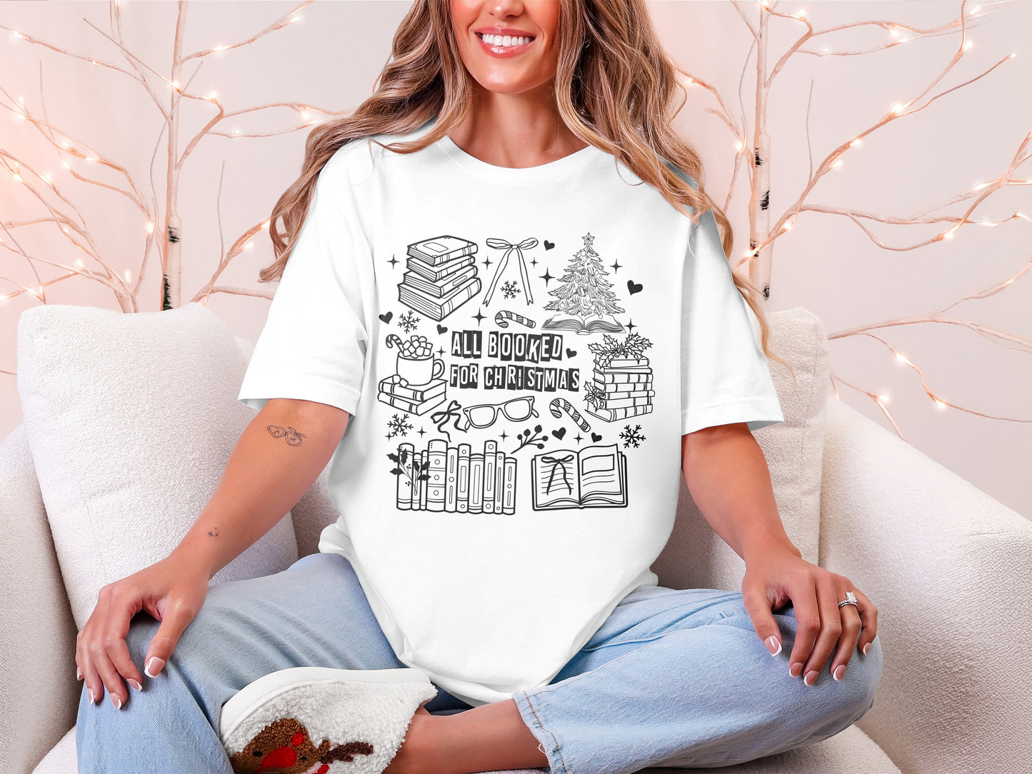 Festive All Booked For Christmas Graphic T-Shirt
