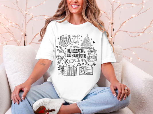 Festive All Booked For Christmas Graphic T-Shirt