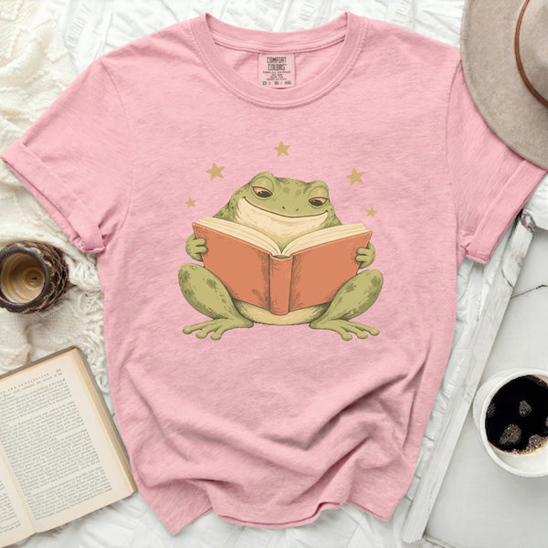 Bookworm Frog Tee in Blossom