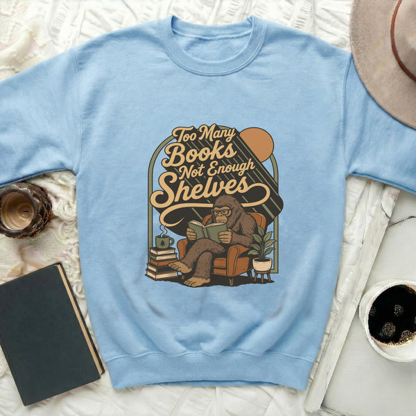 Cozy Cryptid Bookworm Sweatshirt in Light Blue