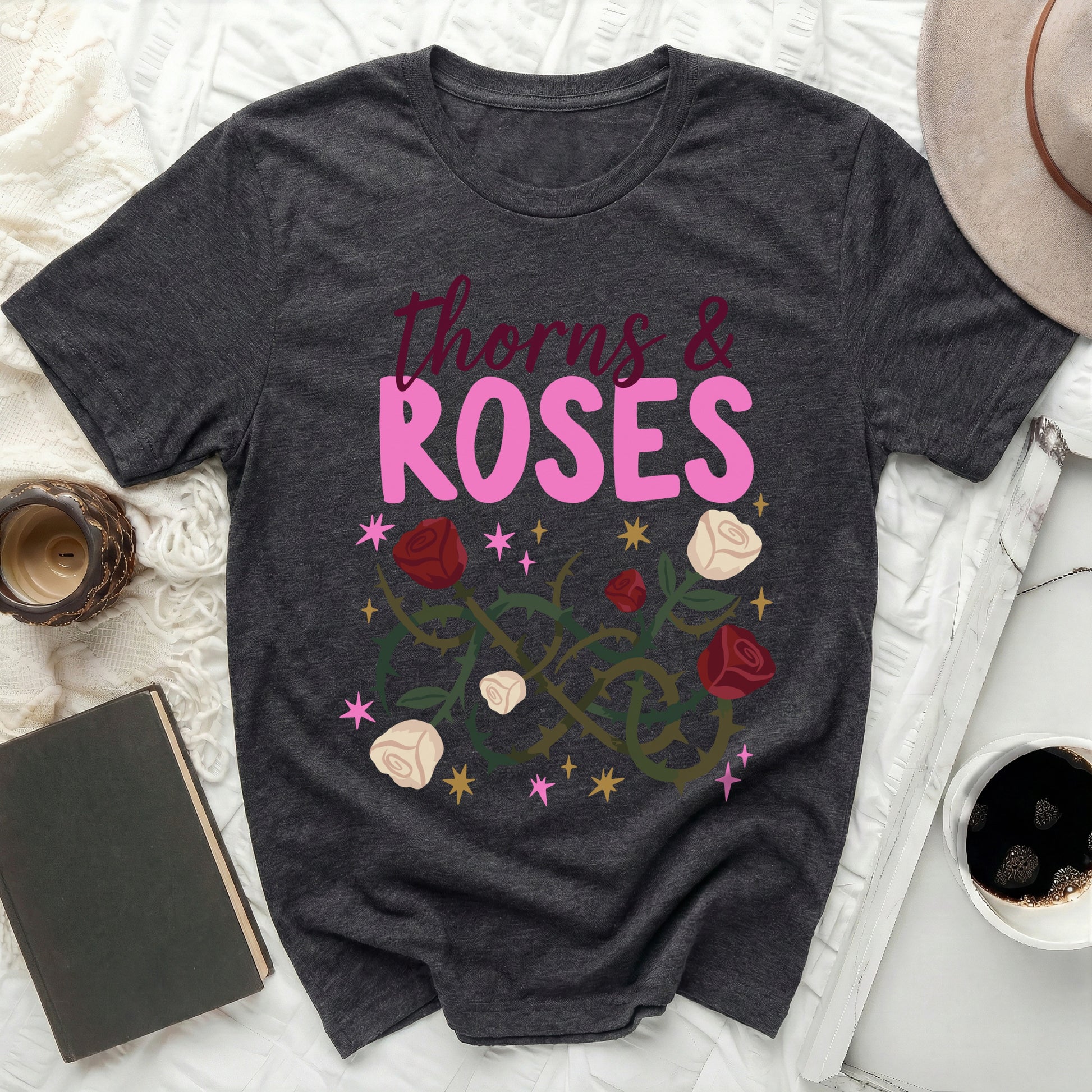 Thorns & Roses Graphic Floral Design Stars product type
Thorns & Roses
Rose Design
Floral Graphic
Botanical Tee
Nature Inspired
Stars Design
Dark Gray Shirt
Pink Roses
Red Roses
Cream Roses
Thorny Vines
Aesthetic Apparel
Graphic Top
Unique Shirt
Garden Theme
Bloom Print
Casual TShirt
Rose Garden
Fantasy Floral
Love Blooms