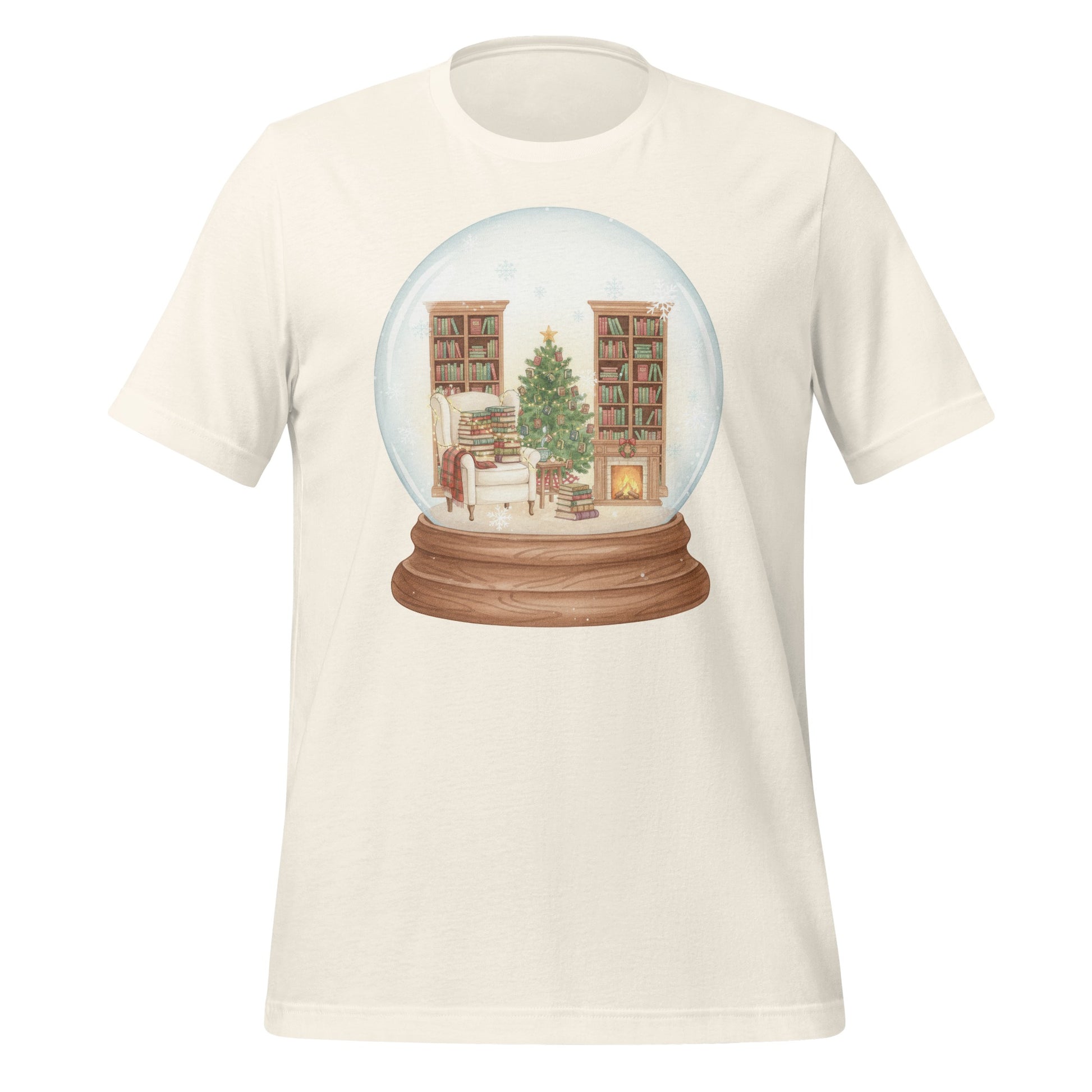 Cozy Winter Reading Scene Snow Globe Art T-shirt