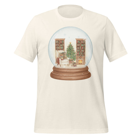 Cozy Winter Reading Scene Snow Globe Art T-shirt